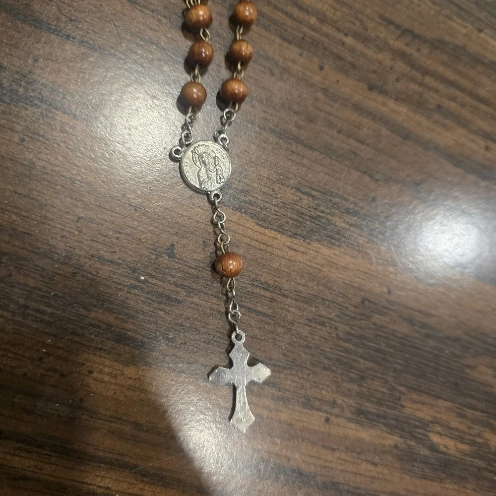 Italy Wood Bead Rosary Bracelet Pope John Paul II